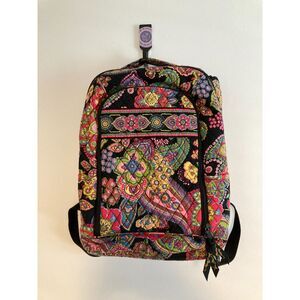 Vera Bradley Black & Multicolor Paisley Laptop Backpack Carry On Bag